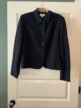 Talbots - Women's Black, Italian-Fabric, Tailored Button-Front Jacket, size 16